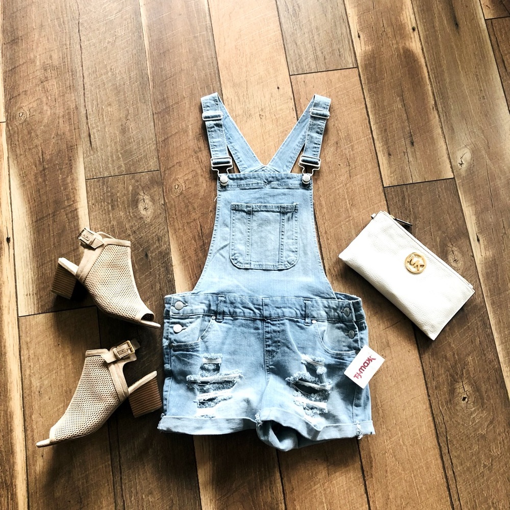 NET Washed out destroyed denim short-alls